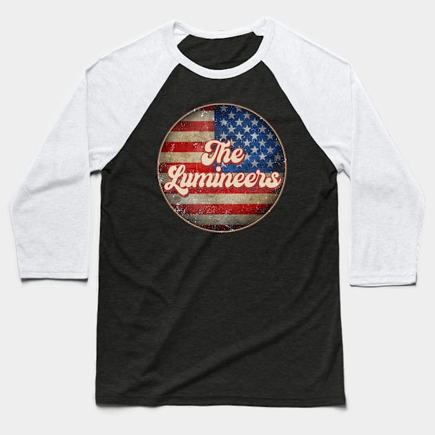 American Flag Personalized Lumineers Proud Name Birthday Baseball T-Shirt by BilodeauBlue